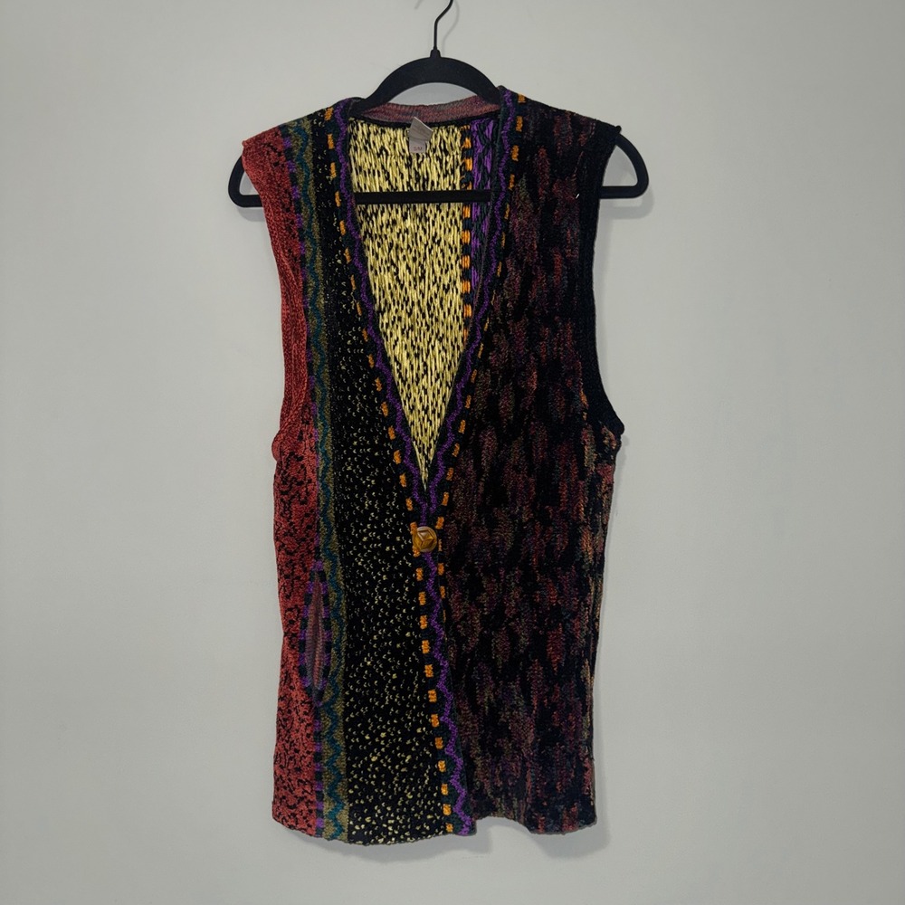 Robin Originals Robin L Bergman Creative Knits Patchwork Sweater Vest Multicolor